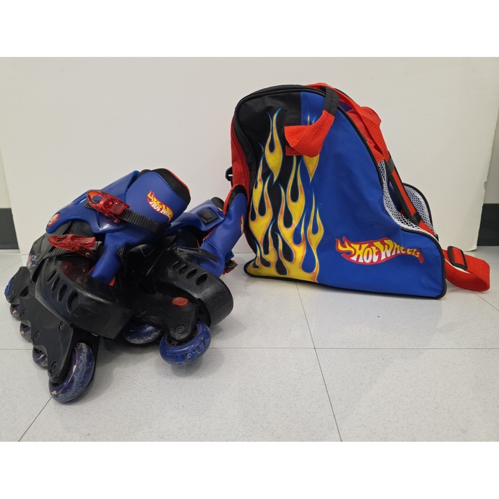 Vintage 2002 Hot Wheels Inline Skates Youth FOR PARTS REPAIR With Carrying Bag